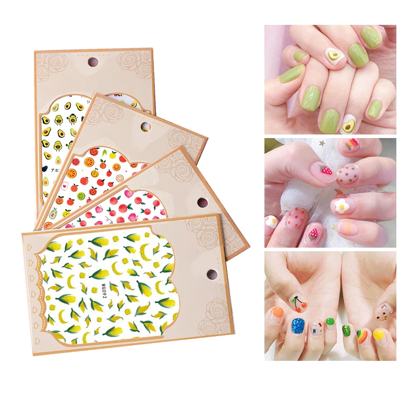 

1 Sheet Nail Sticker Summer Party Fruits Mixed Patterns Colorful Transfer Decals Nail Art DIY Design Decorations Tools