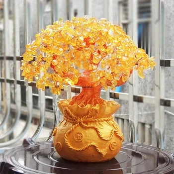 

Yellow crystal rich cash tree home living room Xuan wine cabinet decoration craft opening gift home decoration