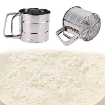 

Handheld Flour shaker Stainless Steel Mesh Sieve Cup Icing Sugar Bake Tool