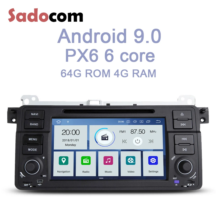 Автомобильный DVD-плеер PX6 DSP 1 din Android 10 0 6 ядер 4 Гб + 64 ГБ RDS Авторадио автомобильное