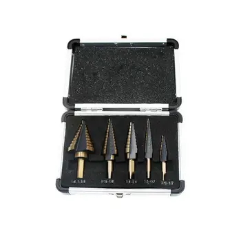 

5Pcs HSS Cobalt Hole Step Drill Drilling Bits Set Titanium Cutter Cone Tool with 95AA