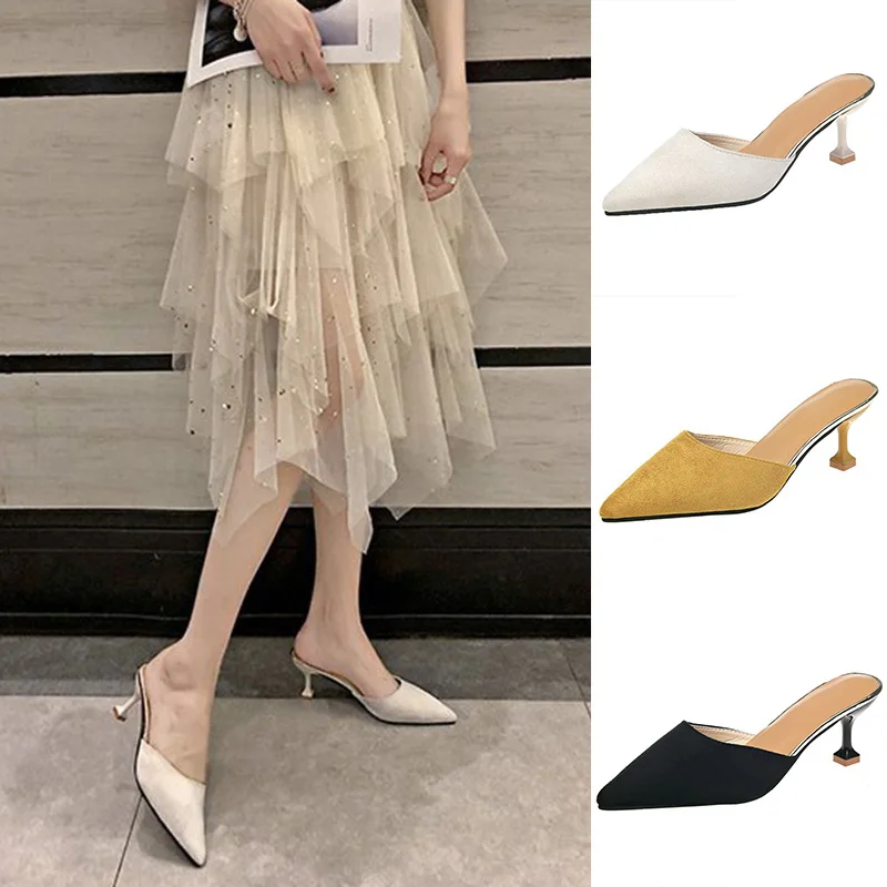 

Women High Heel Slippers Half Wrapped Summer Sandals for Shopping Party A66