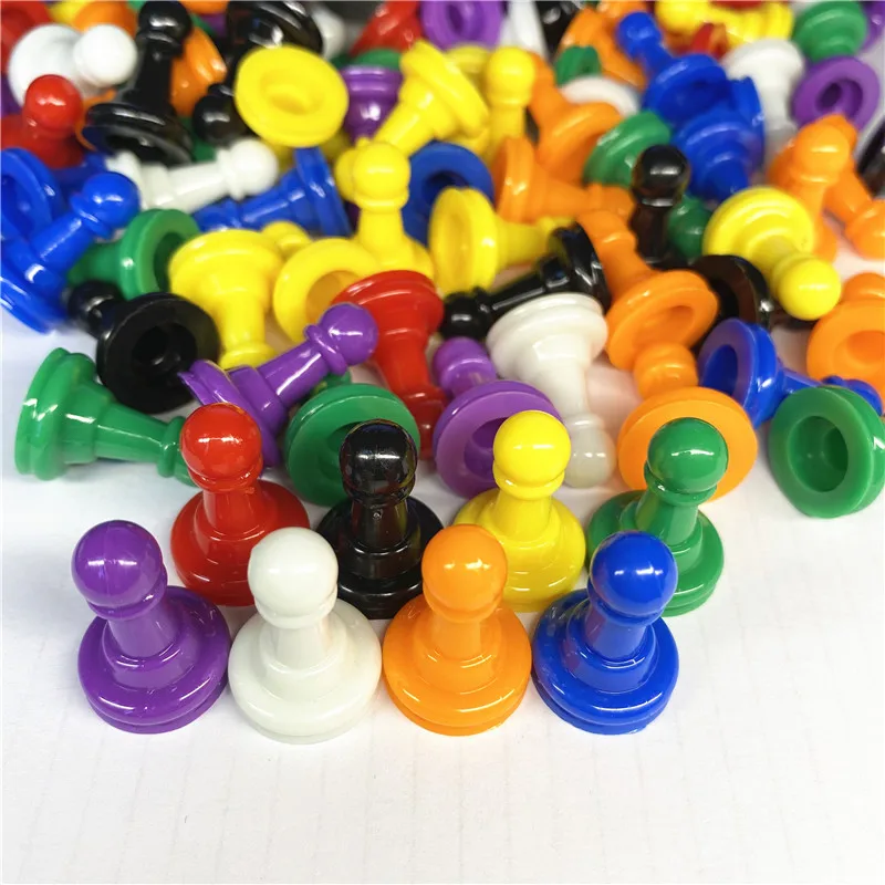 96 Pieces 24*16mm 8 Colors Plastic Chess Pieces for Board Games Chessman Accessories