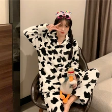 Autumn and Winter Pajamas Female Thickened Cute New Girls The Suit Sleepwear Set Women Pajamas for Women Robe Sets Pijamas Women