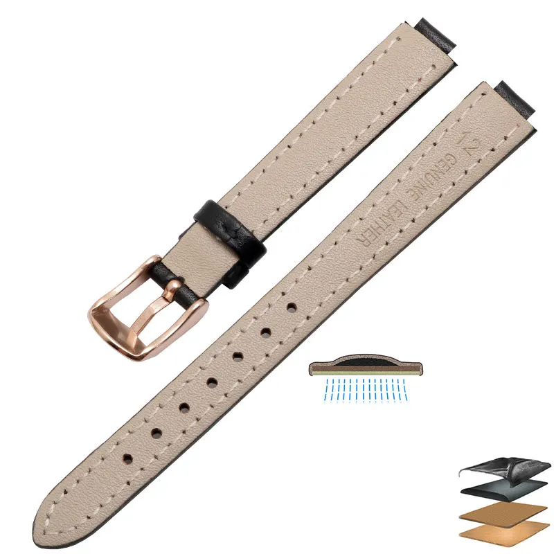 Color Cow leather watchbands women's wristband convex interface strap Suitable for SHE SHE 4029 3034D watch accessories