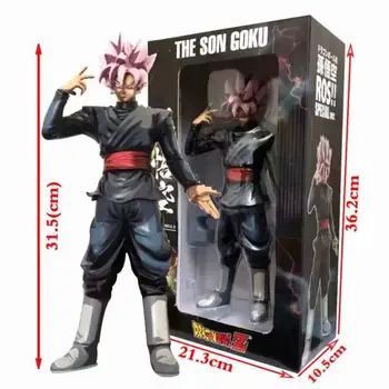 

31cm New Japanese Anime Dragon Ball ROS Bivariate darkness Pink Hair The Son Goku PVC Statue collection toy gift