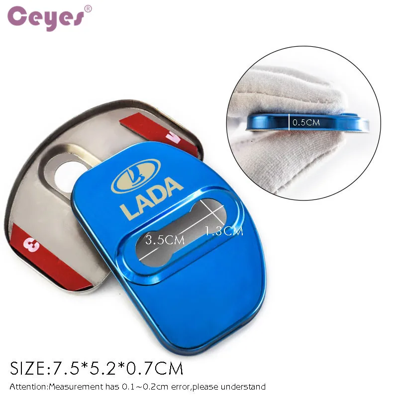 Ceyes Covers For Lada Vesta XRAY Granta Kalina Priora Largus Auto Emblems Accessories Car Door Lock Covers Case Stainless Steel