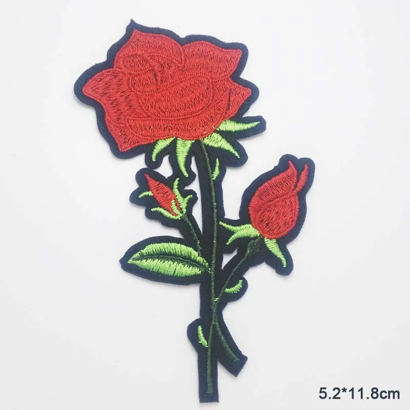 Schwarze Blume, rote Rose, bestickter Aufnäher zum Aufbügeln, Kleidung, Aufnäher für Kleid, Hut, Geldbörse, Kleidung, Frau – Detail 7