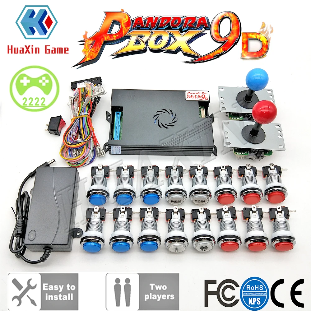 2 игрока оригинальный Pandora Box 9D 2222 копия SANWA Джойстик хромированная LED Кнопка для DIY