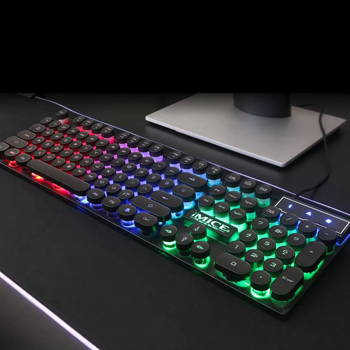 USB панк Механическая на ощупь плавающая крышка Esports игровая клавиатура Ретро Круглый Светильник клавишная крышка настольная игровая клавиатура для ПК-плееров