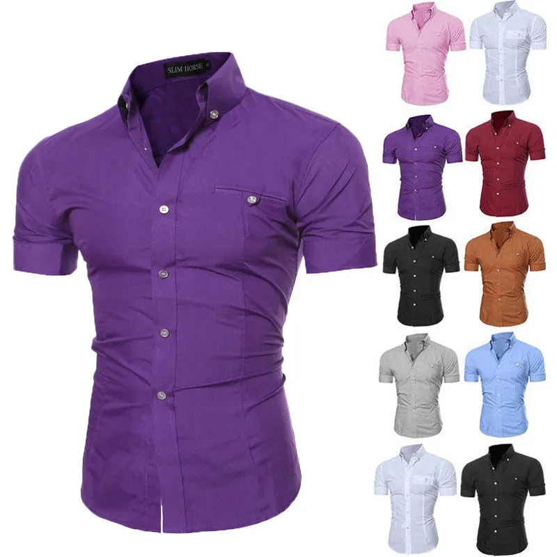 Brand Men Shirts Short Sleeve Casual Slim Fitness Shirts Male Business Top Shirt Modis Solid Men Shirts Plus Size Brand Men Shirts Short Sleeve Casual Slim Fitness Shirts Male Business Top Shirt Modis Solid Men Shirts Plus Size
