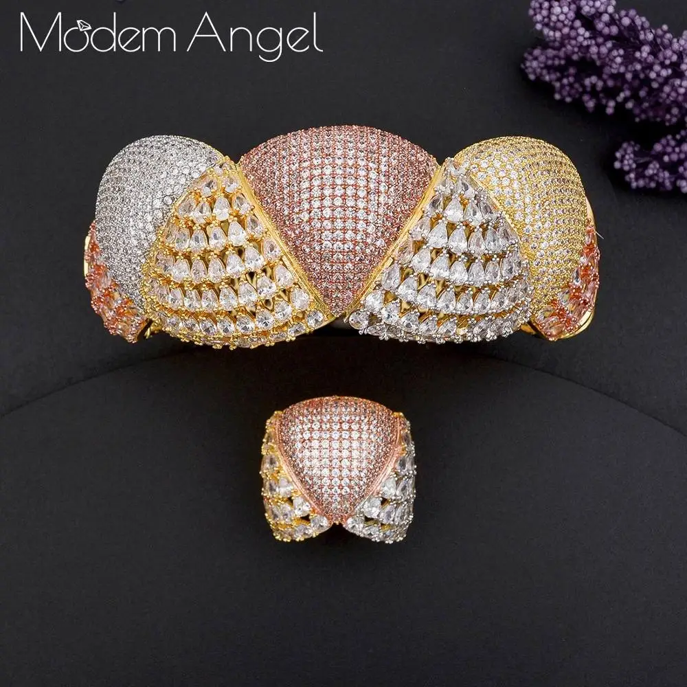 ModemAngel 2 шт. браслет/набор колец Роскошные корейские африканские Ювелирные наборы для женщин Свадебные обручальные brincos para as mulheres ModemAngel 2 шт. браслет/набор колец Роскошные корейские африканские Ювелирные наборы для женщин Свадебные обручальные brincos para as mulheres