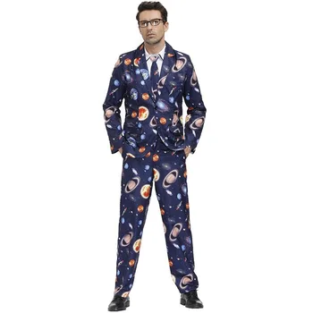 

Men's Space Printed Suit for Carnival Party Celebration Theme Party 4pcs Outfit for Halloween Make Up Party Stage Performance