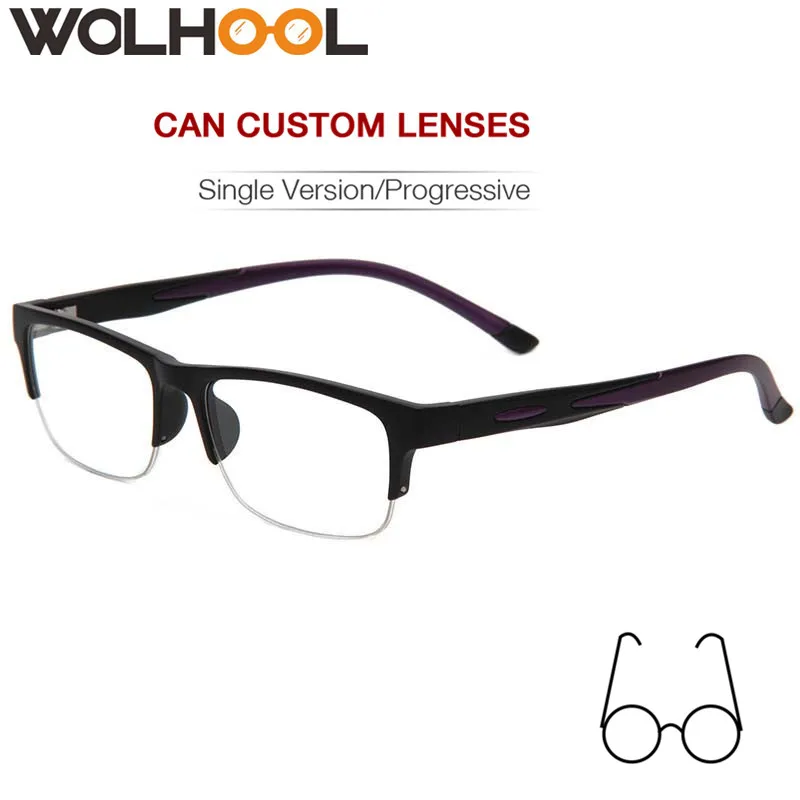 

TR90 Rectangle Eyeglasses Black Semi-rimless Optical Prescription Glasses Frame Eyewear
