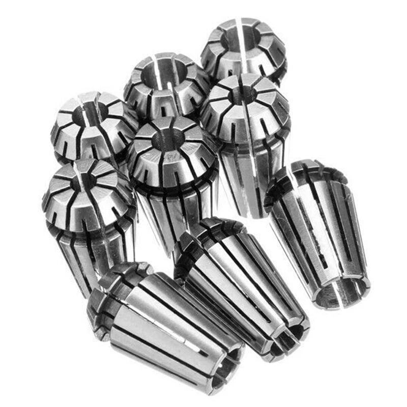 9Pcs Er16 1/8 To 3/8 Inch Spring Collet Chuck Collet for Cnc Milling Lathe Tool