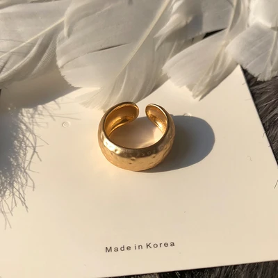 5 HUANZHI Korean New Geometric Surface Bump Irregular Wafer Matte Opening Metal Ring for Women Men Girls Party Retro Jewelry - Цвет основного камня: 5