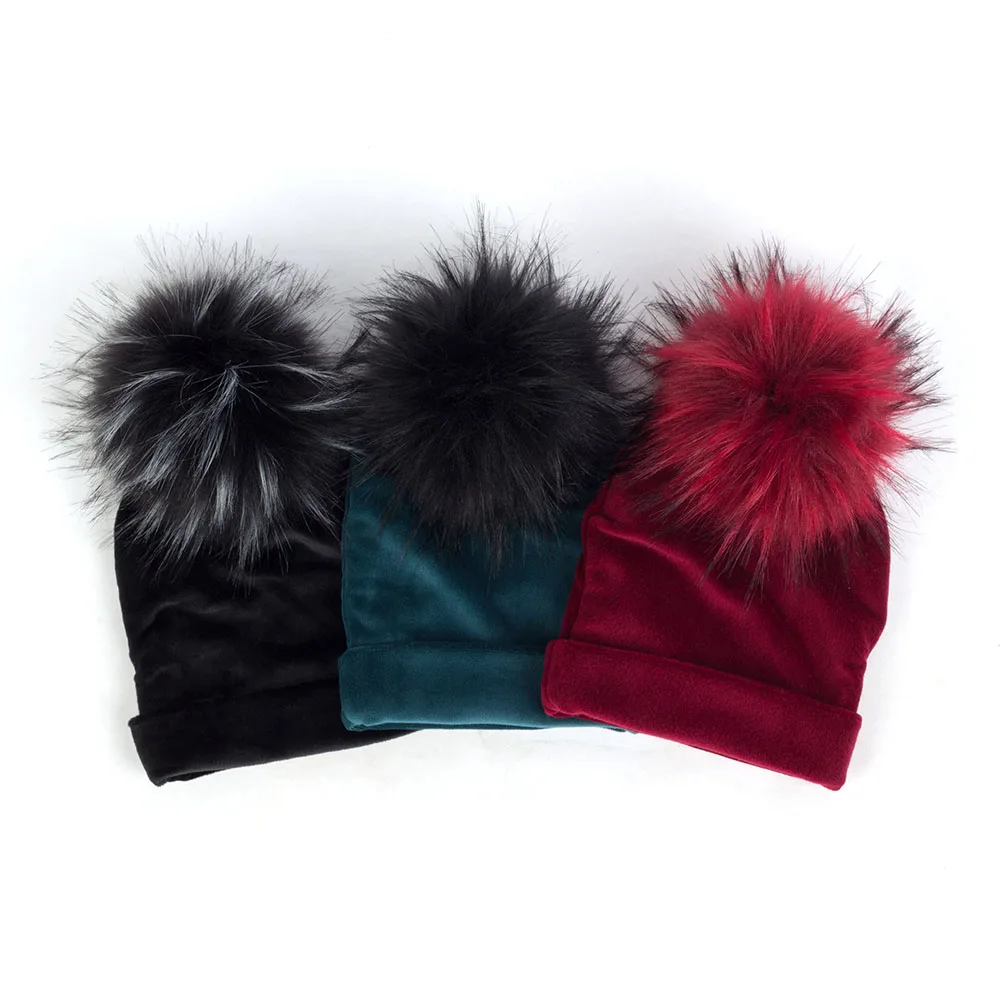 Плотные бархатные шапки с ушами для новорожденных девочек зимние теплые мягкие