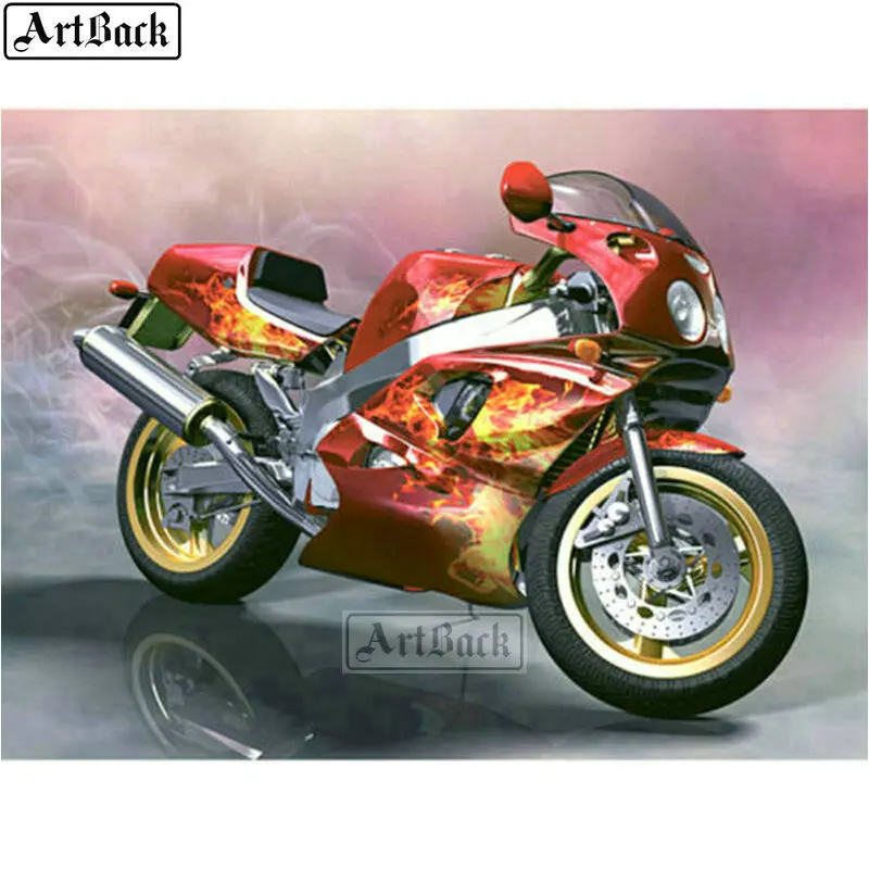 5d diamond painting motorcycle full square landscape diy 3d round mosaic embroidery sticker Christmas gift | Дом и сад