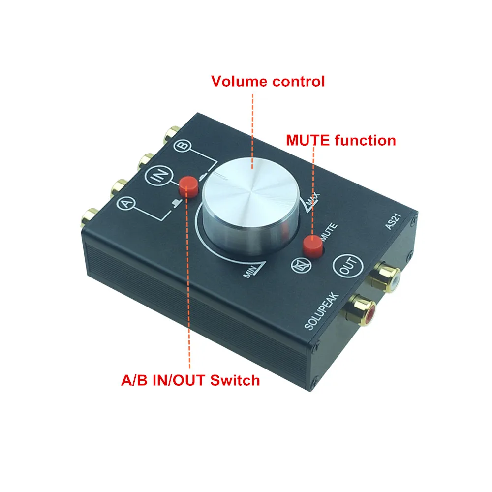 2 In 1 Out Rca Stereo Audio Source Switcher Switch Signal Selector