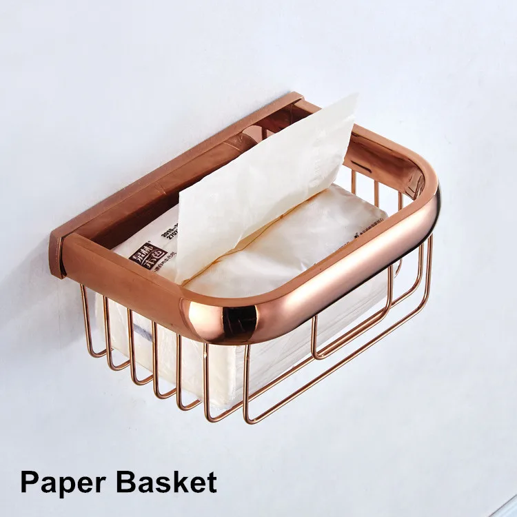 8009-paper-basket Набор аксессуаров для ванной комнаты, Senducs качество, латунь, вешалка для полотенец, розовое золото, держатель для бумаги, держатель для туалетной щетки, аксессуары для ванной комнаты - Цвет: 8009-paper-basket