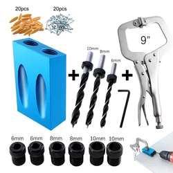 Gabarit de Trou de Poche pour Activité de Menuiserie, Kit de Perceuse de Cheville à 15 degrés, Accessoire de Charpentier, Outil de Localisateur d'Angle de Joint 