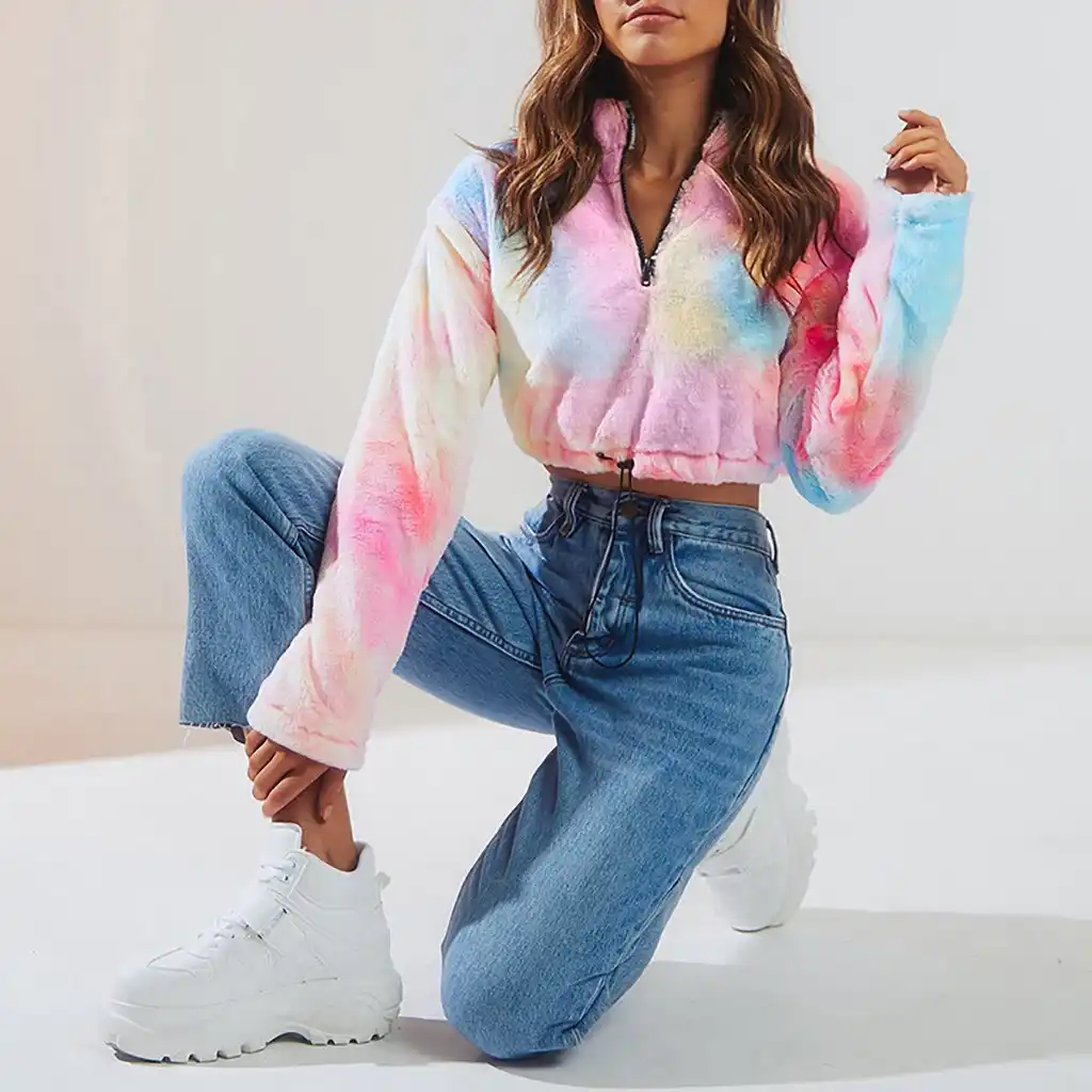 tie dye crop hoodie sweatshirt