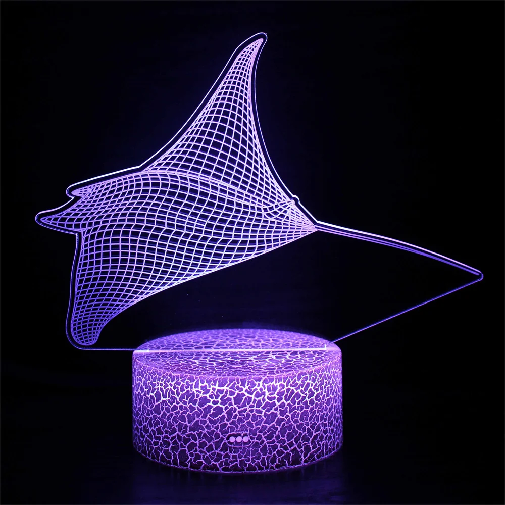 3D Marlin Fish LED Night Light - 16 Color Changing Optical Illusion Lamp With Remote Control