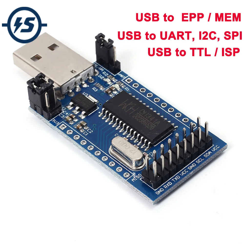 Программатор CH341A конвертер USB в UART/IIC/SPI параллельный порт на борту UART и SPI/I2C