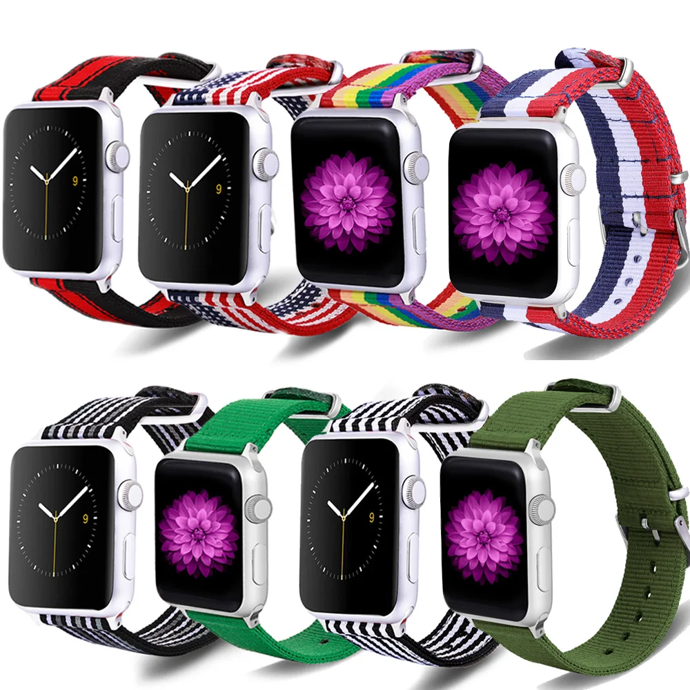 Для apple watch версии нейлоновый ремешок для Watch группа Радужная лента наручных часов