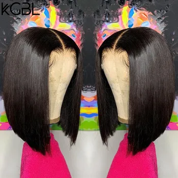 

KGBL Short Bob 13*4 Lace Front Middle Ratio 8”-16" Human Hair Wigs Brazilian Non-Remy Hair Natural Color Pre-Plucked Wigs