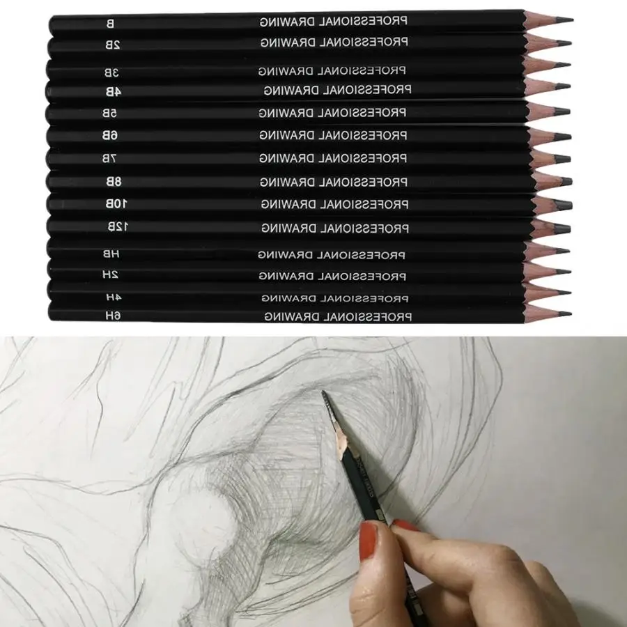 

14pcs Art Sketch Pencils Wooden Pen Rod Soft/Medium/Hard/ Charcoal Pencils color pencils for Student drawing sketching painting