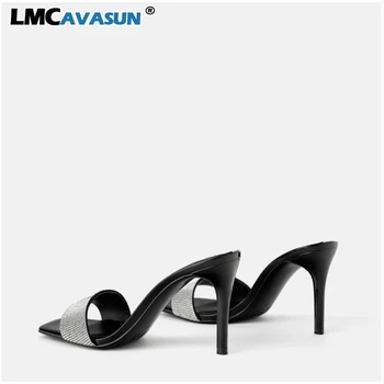 

LMCAVASUN 2020 spring New Word strip Rhinestone High Heel Sandals Open toe Sexy Women's sandals