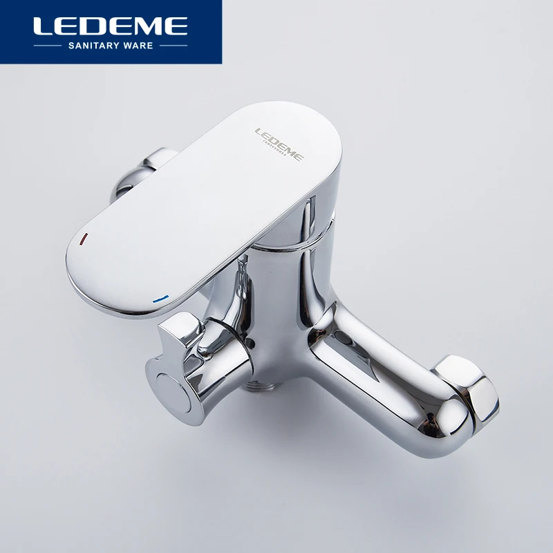 LEDEME Bathroom Bathtub Faucet 1 set Chrome Plated Outlet Pipe Bath Shower Bathtub Faucets Surface Brass Faucets Head L2210
