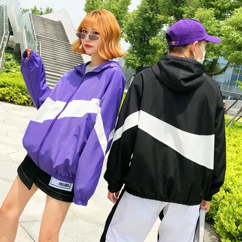 

Spring Dress New Hooded Splicing Color Contrast Casual Loose Temperament Men's Fashion Jacket Lovers Masculina