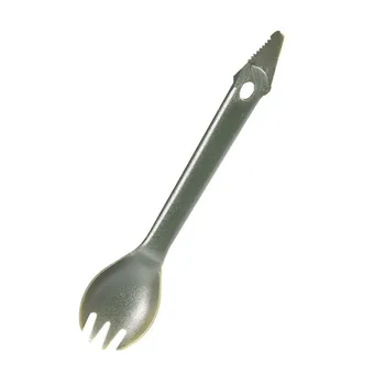 

1 Pc 3 in 1 Titanium Fork Spoon Camping Trip Picnic Fork Ultra-Light High Hardness Stainless Steel Spork Cutlery Utensil Combo