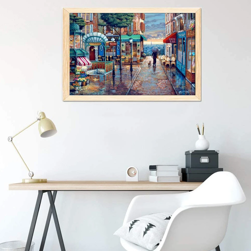 

Jigsaw Puzzles 1000 Pieces for Adult Kids Romantic Town Wall Painting Game Puzzles Wooden Assembling Puzzles Educational Toys