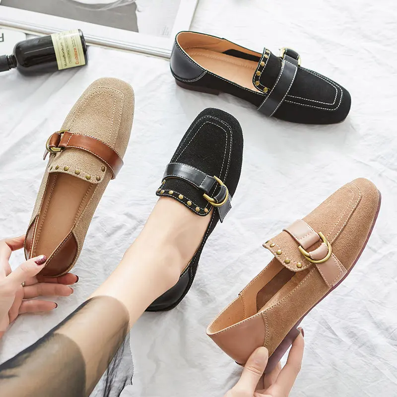 

Genuine Leather Small Leather Shoes Women's 2019 Autumn New Style Retro Soft-Sole Trendy Shoes Autumn British Style Slip-on Lazy