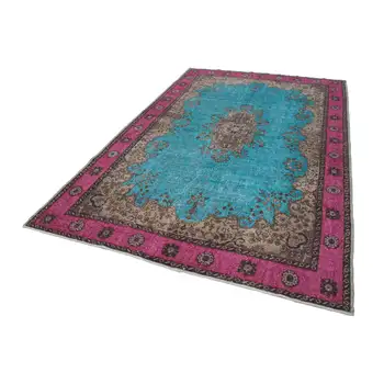 

209x326 Cm Turquoise Handmade Over Dyed Rug-7x11 Ft