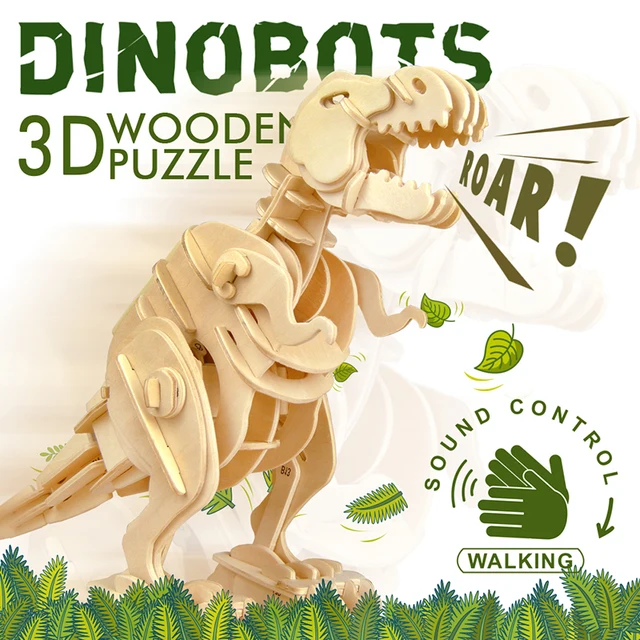 DINOROID T-Rex Walking & Roaring Puzzle 3D dinosaure en bois 