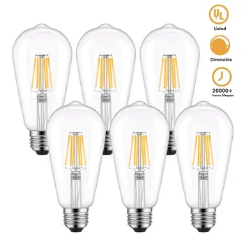 

Dimmable Soft Warm White 2700K Retro LED 110V Filament Home, Office 6 x Bulbs 6W 4 x Bulbs Light Bulb