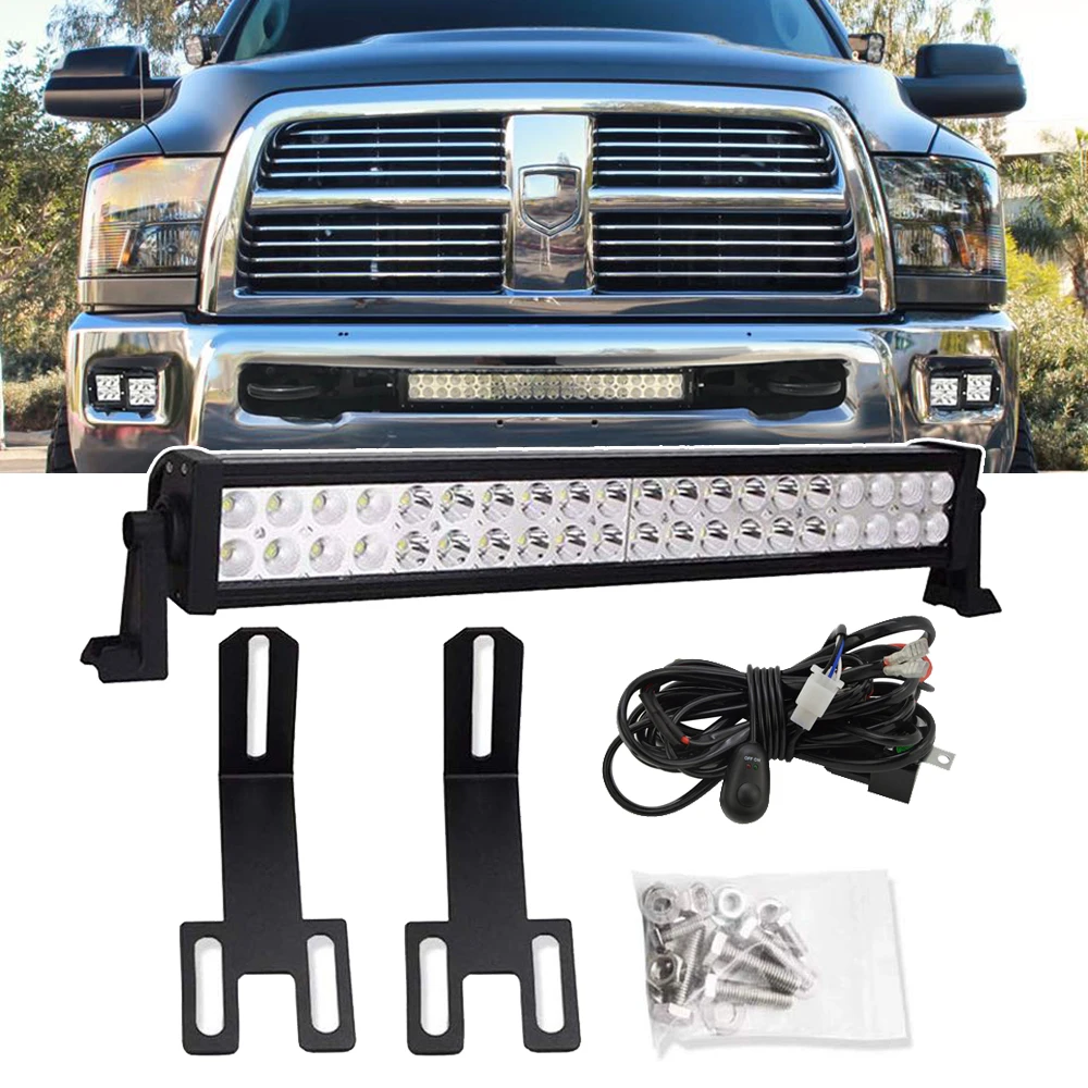 Для Dodge Ram 2500 3500 2003- 20 дюймов 120 Вт прямой светодиодный светильник с передним скрытым креплением на бампер и монтажным комплектом