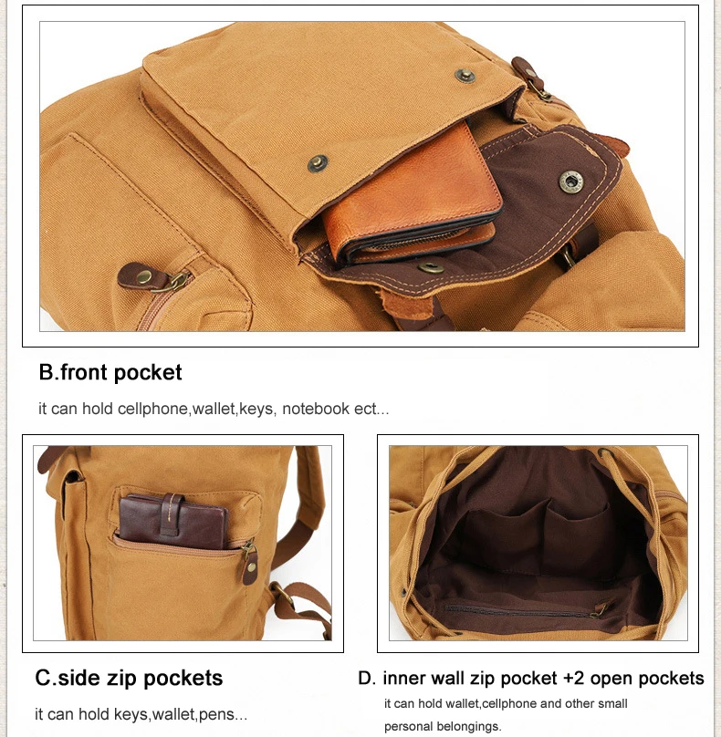 Front Pocket Small Canvas Backpack