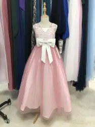 Новинка 2019 года; красивое кружевное шифоновое платье розового цвета с цветочным узором для девочек; mocini портной