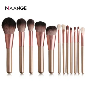 

12pcs MAANGE Wood Beauty Makeup Brushes Set Cosmetic Foundation Powder Blush Eye Shadow Lip Blend Make Up Brush Tool Kit