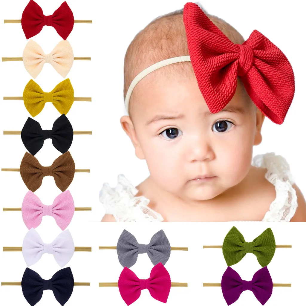 baby solid color Bowknot Headband Kids Girls Hair Accessories New Fashion Children