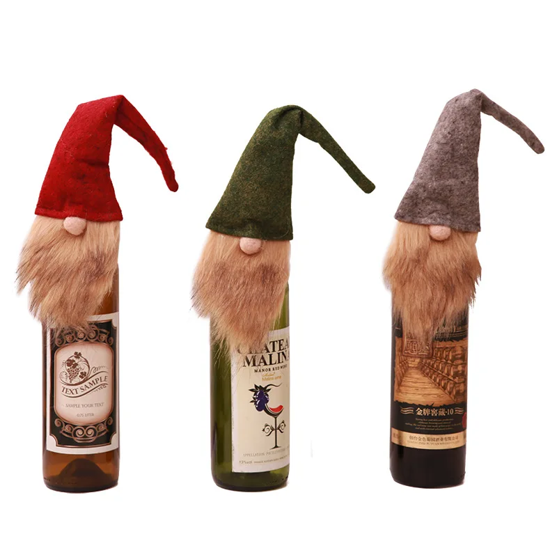 Для рождественской вечеринки украшения Рождественская шапка шарф Чехлы для бутилок вина баннер украшения носки футляры на столовую посуду леденец на палочке Декор