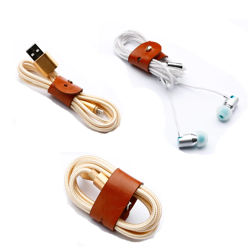 3 шт., кожаный usb-кабель для сматывания, портативная гарнитура, проводное управление, органайзер, мягкая застежка, стяжки, линии передачи данных, держатель шнура для наушников