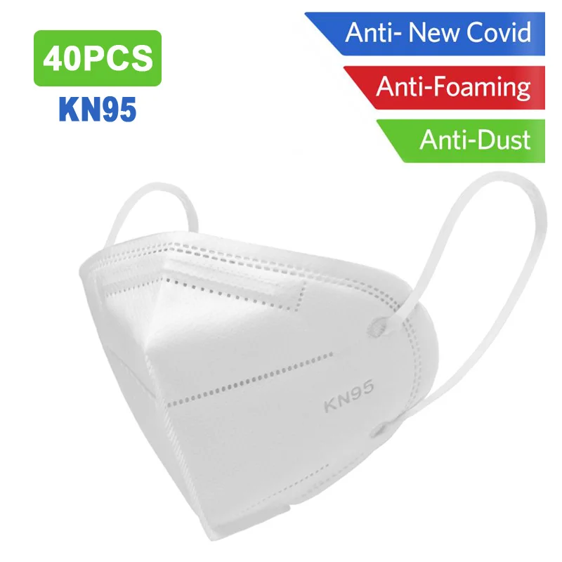 

40pcs KN95 Face Mask Antiviral Anti Dust Bacterial KN95 Face Mask 4-Layer PM2.5 Protective 95% Filtration N95 Mouth Cover