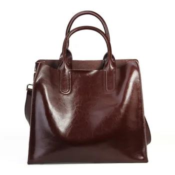 

2020 new leather handbags Korean version of oil wax cowhide ladies handbag one shoulder diagonal bag