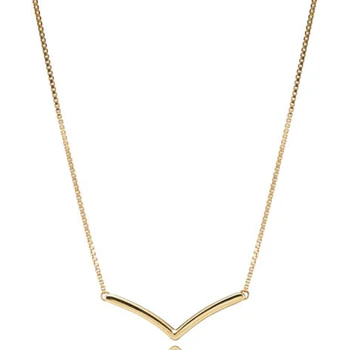 

New 925 Sterling Silver Necklace Gold Color Shining Wish Necklace For Women Wedding Gift Fine Fine DIY Jewelry